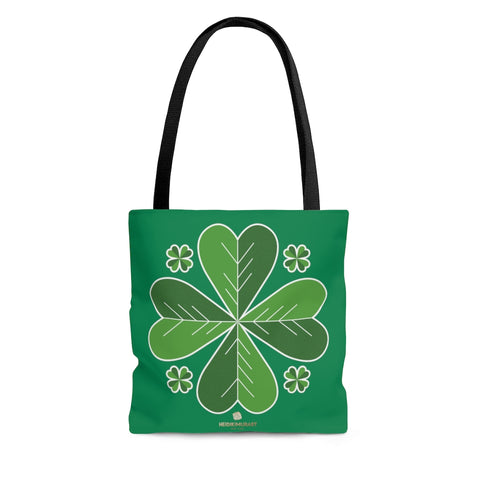 Lucky Dark Green Irish Green Clover Leaf St. Patrick's Day Print Tote Bag- Made in USA-Tote Bag-Large-Heidi Kimura Art LLC
