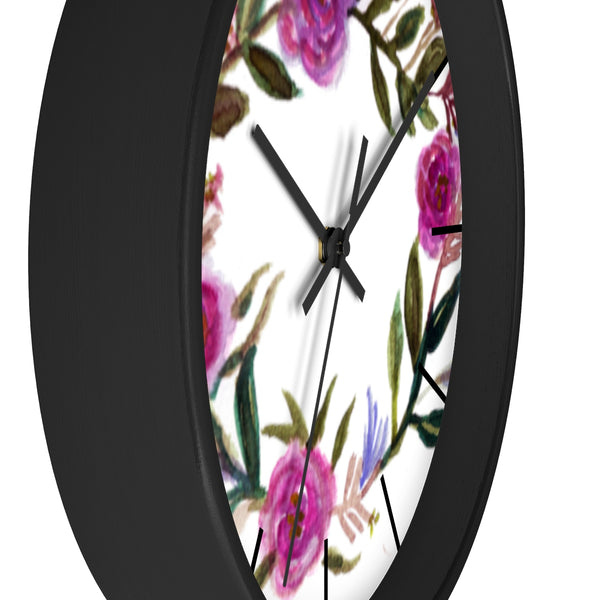 Misty Purple Pink Rose Floral Rose Print Large 10 inch Diameter Wall Clock-Made in USA-Wall Clock-Heidi Kimura Art LLC