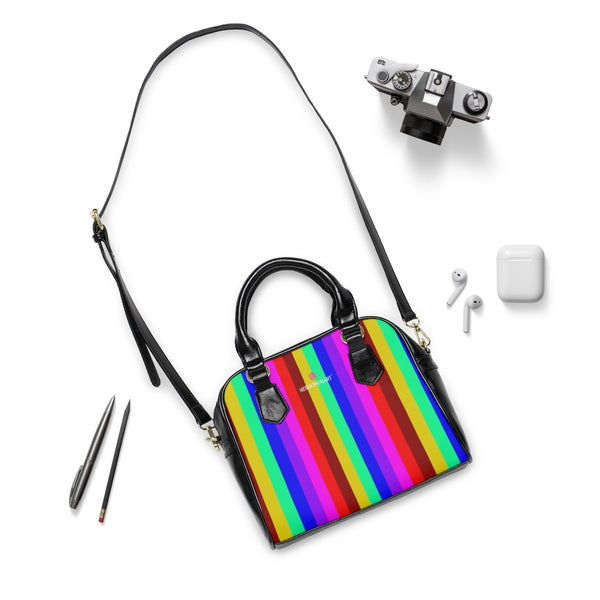 Rainbow Striped Print Shoulder Handbag