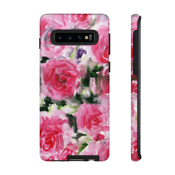 Pink Rose Floral Tough Cases, Roses Flower Print Best Designer Phone Case-Made in USA-Phone Case-Printify-Samsung Galaxy S10-Matte-Heidi Kimura Art LLC