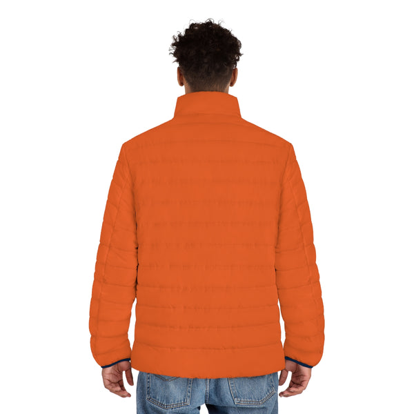 Hot Orange Color Men's Jacket, Best Men's Puffer Jacket