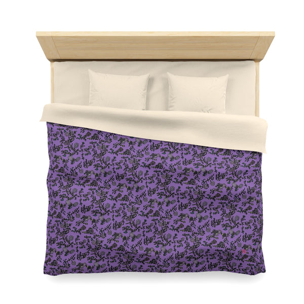 Purple Floral Microfiber Duvet Cover