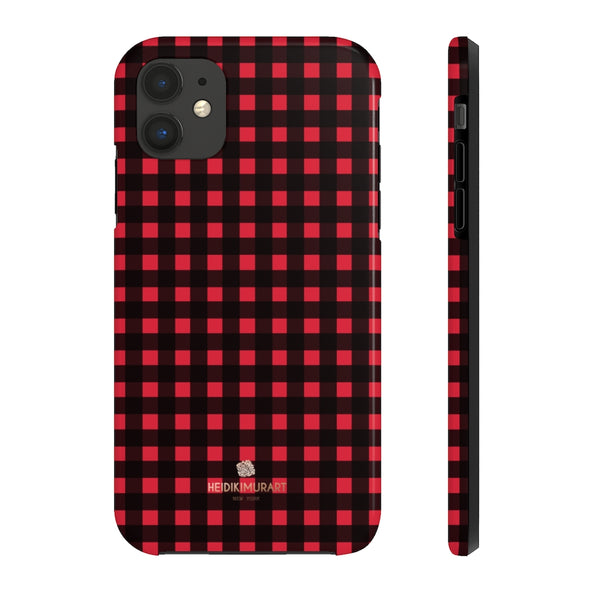 Buffalo Red Plaid Phone Case, Flannel Print Case Mate Tough Phone Cases-Made in USA - Heidikimurart Limited 