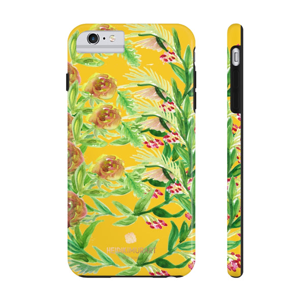 Yellow Floral Print Phone Case, Flower Case Mate Tough Phone Cases-Made in USA - Heidikimurart Limited 