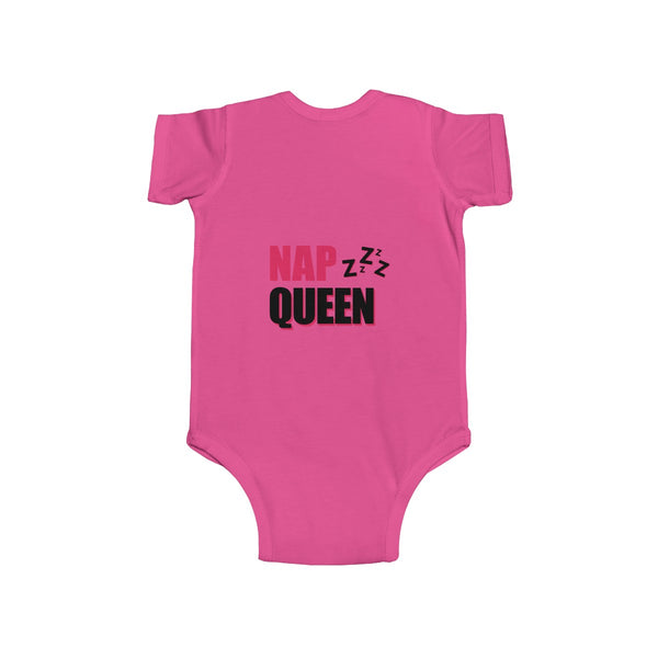 Nap Queen Funny Infant Regular Fit Unisex Cute Cotton Bodysuit - Made in UK-Infant Short Sleeve Bodysuit-Heidi Kimura Art LLC