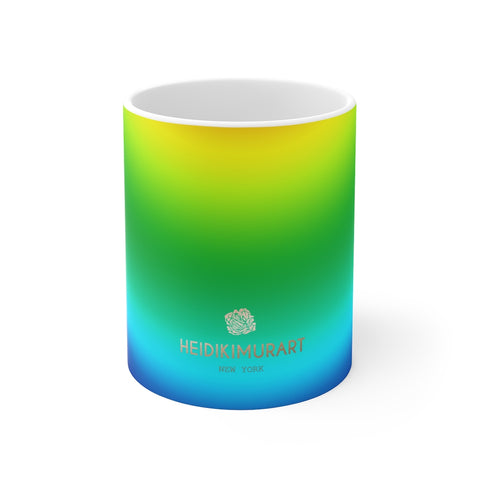 Colorful Rainbow Ombre Mug 11oz, Coffee Tea Ceramic Cup With Rounded Corners with C-Handle-Mug-Printify-11oz-Heidi Kimura Art LLC