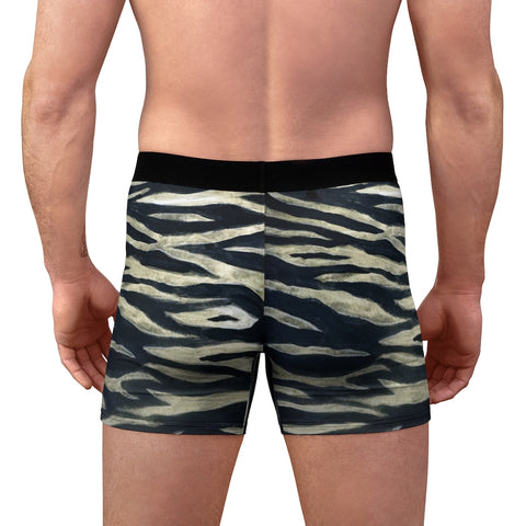 Tiger Stripes Men's Boxer Briefs, Animal Print Designer Best Underwear For Men, Best Underwear For Men Sexy Hot Men's Boxer Briefs Hipster Lightweight 2-sided Soft Fleece Lined Fit Underwear - (US Size: XS-3XL)