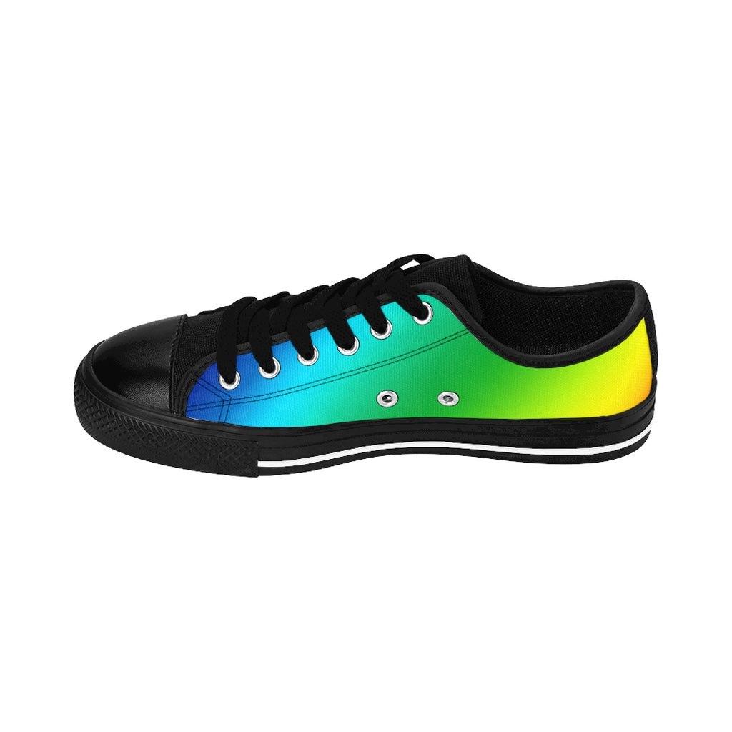 Rainbow Gay Pride Men's Sneakers, Colorful Low Top Shoes For Men-Shoes-Printify-Black-US 9-Heidi Kimura Art LLC Rainbow Gay Pride Men's Sneakers, Colorful Gay Pride Men's Low Tops, Premium Men's Nylon Canvas Tennis Fashion Sneakers Shoes (US Size: 7-14)