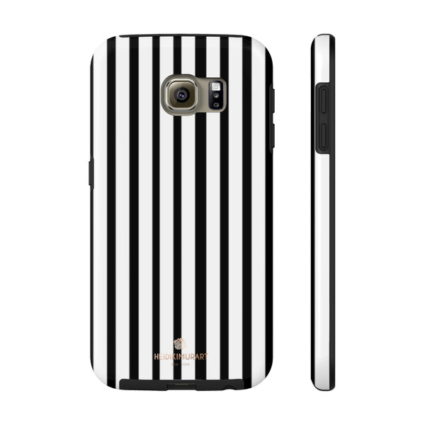 Black Vertical Striped iPhone Case, Designer Case Mate Tough Samsung Galaxy Phone Cases-Phone Case-Printify-Samsung Galaxy S6 Tough-Heidi Kimura Art LLC