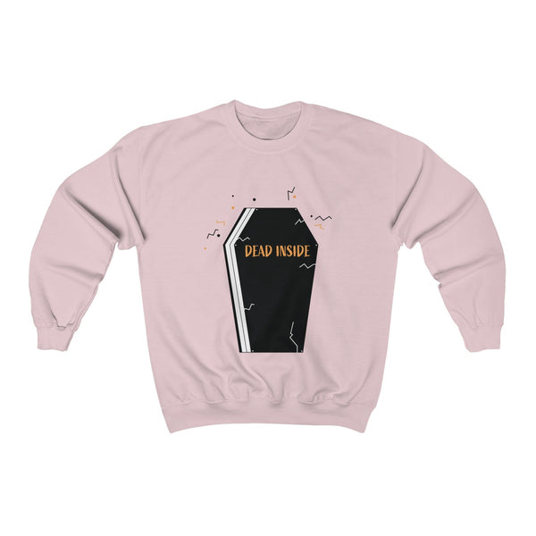 Dead Inside Coffin Halloween Party Unisex Premium Crewneck Sweatshirt-Made in USA-Long-sleeve-Light Pink-S-Heidi Kimura Art LLC