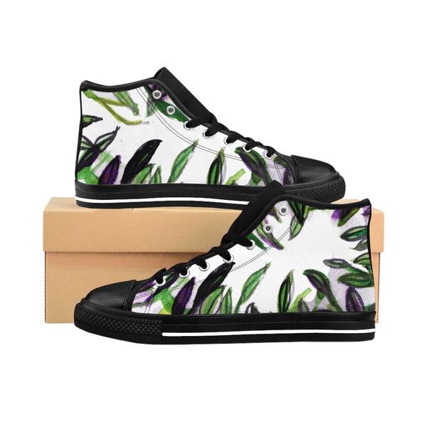 Tropical Leaves Women's High Top Designer Sneakers Running Shoes (US Size: 6-12)-Women's High Top Sneakers-US 10-Heidi Kimura Art LLC Tropical Leaves Women's Sneakers, Tropical Leaves Print Women's High Top Designer Sneakers Running Shoes (US Size: 6-12)