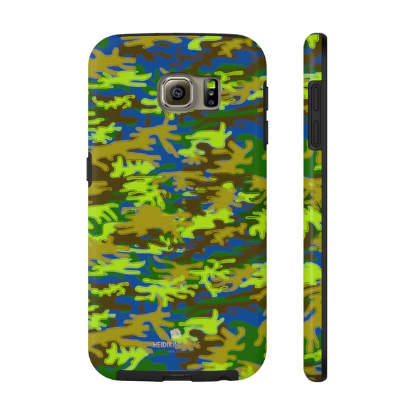 Blue Green Camo iPhone Case, Case Mate Tough Samsung Galaxy Phone Cases-Phone Case-Printify-Samsung Galaxy S6 Tough-Heidi Kimura Art LLC