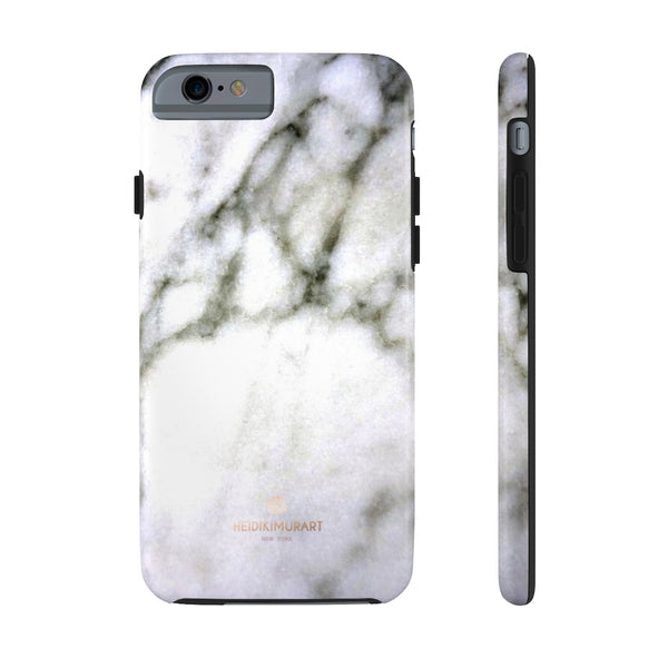 White Marble Texture Print Designer Case Mate Tough Phone Cases-Made in USA - Heidikimurart Limited 
