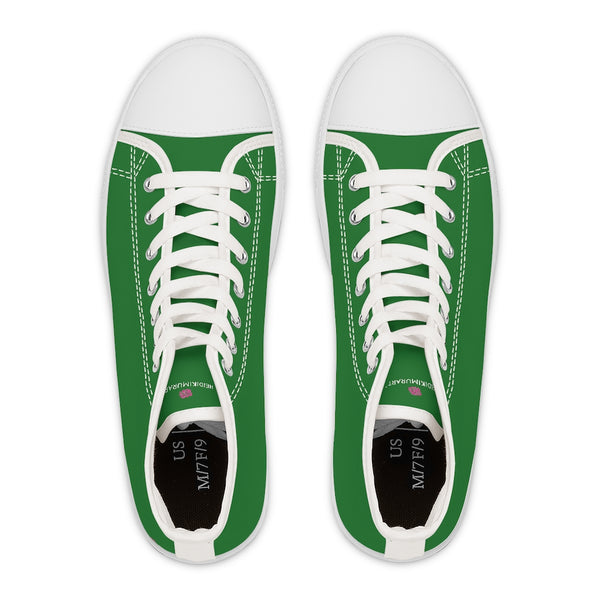 Emerald Green Ladies' High Tops, Solid Emerald Green Color Best Quality Women's High Top Fashion Canvas Sneakers Tennis Shoes (US Size: 5.5-12)