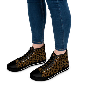 Brown Cheetah Ladies' High Tops, Animal Print Best Women's High Top Sneakers