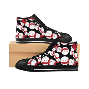 Christmas Black Red White Snowman Men's High-Top Sneakers Footwear Shoes-Men's High Top Sneakers-Black-US 9-Heidi Kimura Art LLC Christmas Men's High Top Sneakers, Christmas Black Red White Snowman Men's High-Top Sneakers Christmas-Themed Footwear Shoes (US Size 6-14)