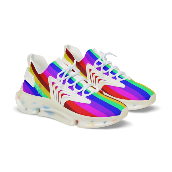 Rainbow Striped Print Men's Shoes, Gay Pride LGBTQ Friendly Modern Minimalist Stripes Print Best Comfy Men's Mesh-Knit Designer Premium Laced Up Breathable Comfy Sports Sneakers Shoes (US Size: 5-12)&nbsp;Mesh Athletic&nbsp;Shoes, Mens Mesh Shoes,&nbsp;Mesh Shoes Men,&nbsp;Men's Classic Low Top Mesh Sneaker, Men's Breathable Mesh Shoes, Mesh Sneakers Casual Shoes&nbsp;