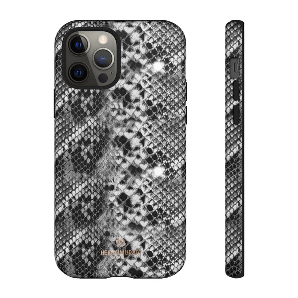Black Snakeskin Print Tough Cases, Designer Phone Case-Made in USA-Phone Case-Printify-iPhone 12 Pro-Glossy-Heidi Kimura Art LLC
