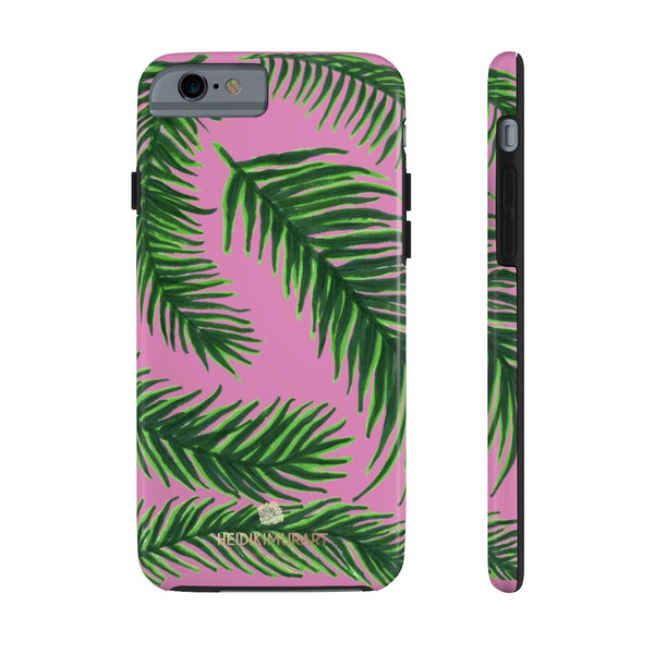 Light Pink Tropical Print Phone Case, Palm Leaf Case Mate Tough Phone Cases-Made in USA - Heidikimurart Limited 