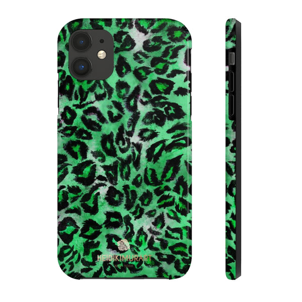 Green Leopard Print Phone Case, Animal Print Case Mate Tough Phone Cases-Made in USA - Heidikimurart Limited 