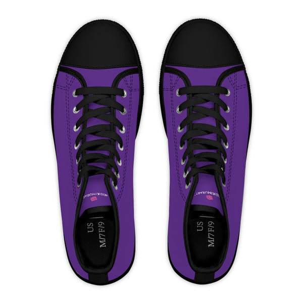 Dark Purple Ladies' High Tops, Solid Dark Purple Color Best Quality Women's High Top Fashion Canvas Sneakers Tennis Shoes (US Size: 5.5-12)