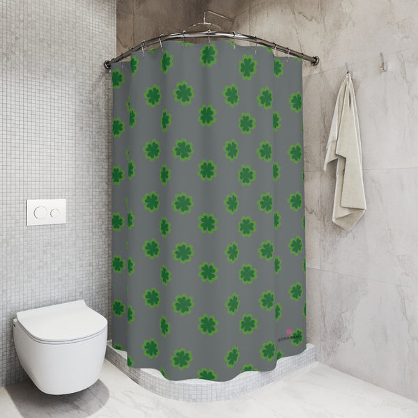 Gray Clover Polyester Shower Curtain
