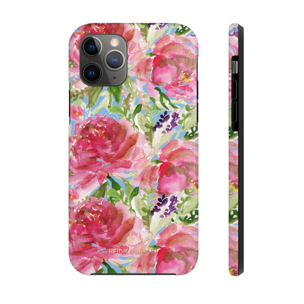 Blue Pink Rose Print Phone Case, Floral Case Mate Tough Phone Cases-Made in USA - Heidikimurart Limited 