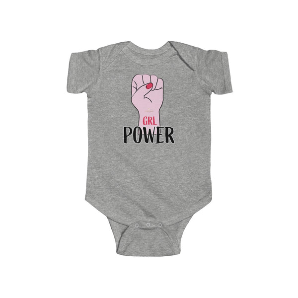 Girl Power Infant Fine Jersey Regular Fit Unisex Cute Bodysuit - Made in UK-Infant Short Sleeve Bodysuit-Heather-NB-Heidi Kimura Art LLC