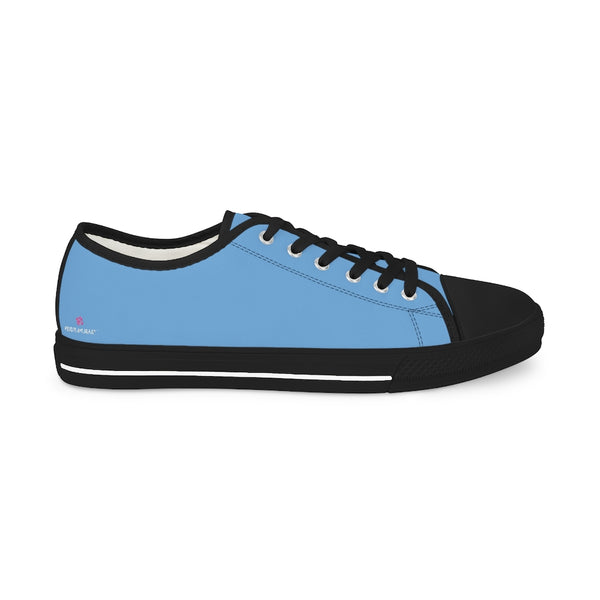 Pastel Blue Solid Men's Sneakers, Solid Light Blue Color Modern Minimalist Best Breathable Designer Men's Low Top Canvas Fashion Sneakers With Durable Rubber Outsoles and Shock-Absorbing Layer and Memory Foam Insoles (US Size: 5-14)