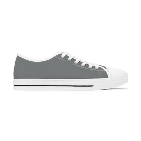Grey Color Ladies' Sneakers, Solid Grey Color Modern Minimalist Basic Essential Women's Low Top Sneakers Tennis Shoes, Canvas Fashion Sneakers With Durable Rubber Outsoles and Shock-Absorbing Layer and Memory Foam Insoles (US Size: 5.5-12)