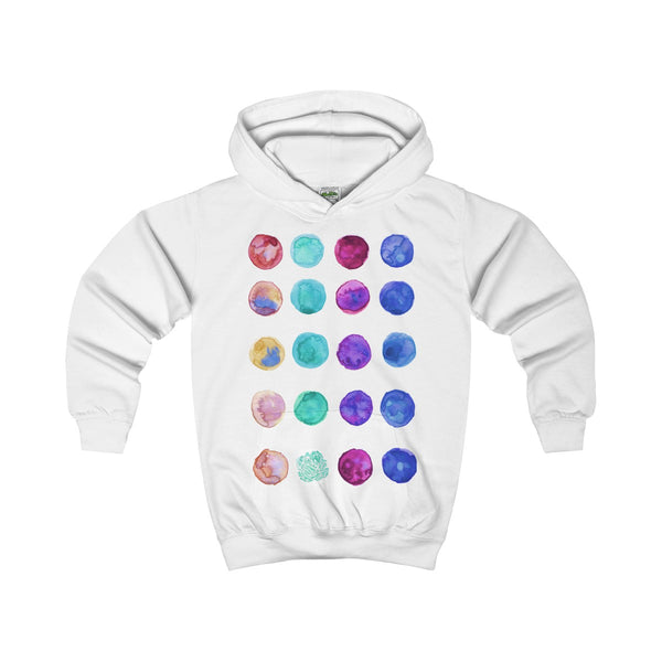 Designer Blue Colorful Cute Polka Dots Kids Hoodie - Made in United Kingdom-Kids clothes-Arctic White-XS-Heidi Kimura Art LLC