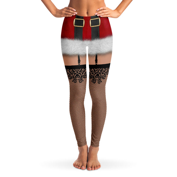 Funny Santa Girl Leggings-Leggings - AOP-Subliminator-Heidi Kimura Art LLC