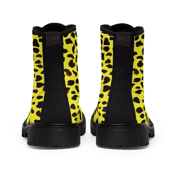 Yellow Cheetah Animal Print Boots, Colorful Stylish Women's Cheetah Printed Fashion Winter Boots