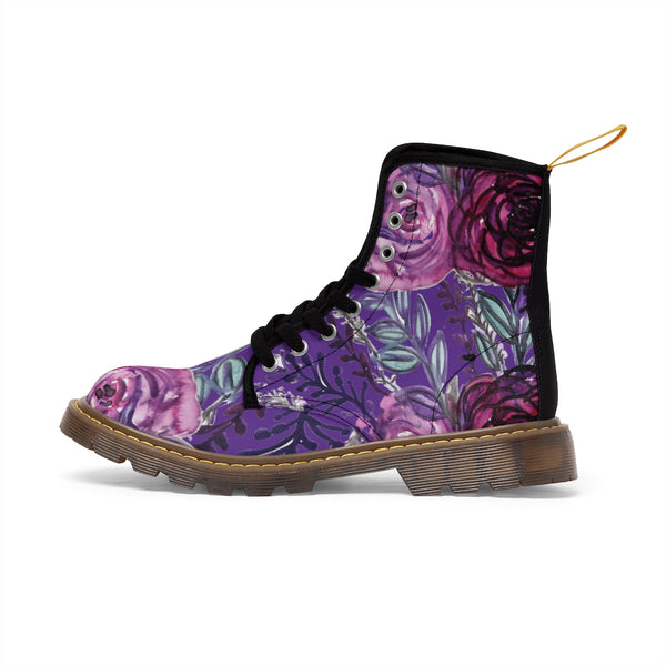 Deep Purple Rose Women's Boots, Best Vintage Style Premium Quality Winter Boots For Ladies