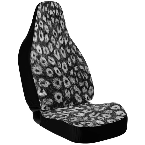 Leopard Car Seat Cover, Black White Leopard Animal Print Designer Essential Premium Quality Best Machine Washable Microfiber Luxury Car Seat Cover - 2 Pack For Your Car Seat Protection, Cart Seat Protectors, Car Seat Accessories, Pair of 2 Front Seat Covers, Custom Seat Covers