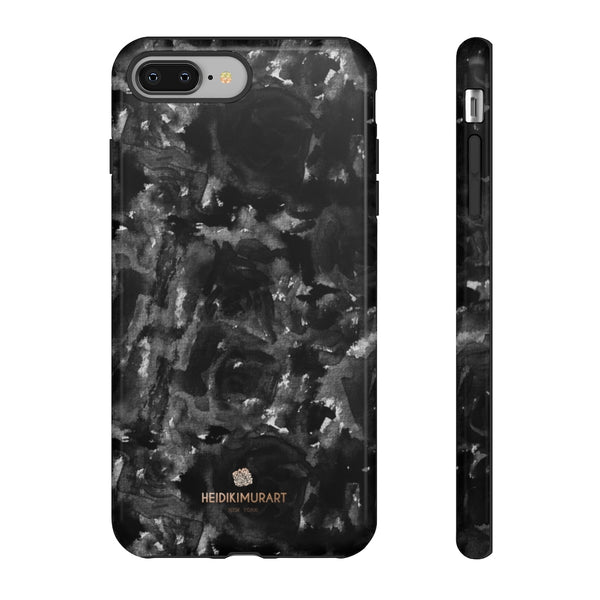 Black Rose Floral Tough Cases, Abstract Print Best Designer Phone Case-Made in USA-Phone Case-Printify-iPhone 8 Plus-Glossy-Heidi Kimura Art LLC