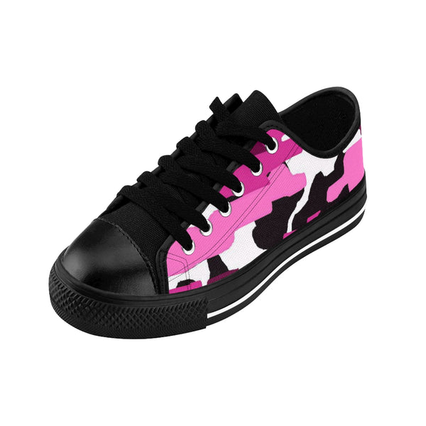 Pink Camo Print Women's Sneakers, Army Military Camouflage Printed Fashion Canvas Tennis Shoes