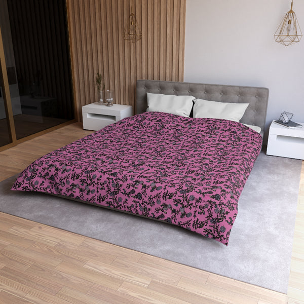 Pink Floral Microfiber Duvet Cover