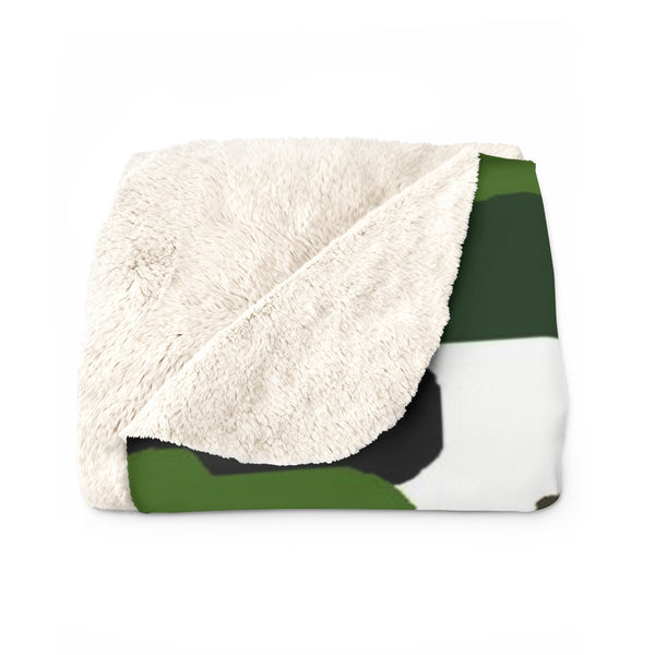 Green Camo Military Army Print Designer Cozy Sherpa Fleece Blanket-Made in USA-Blanket-Heidi Kimura Art LLC