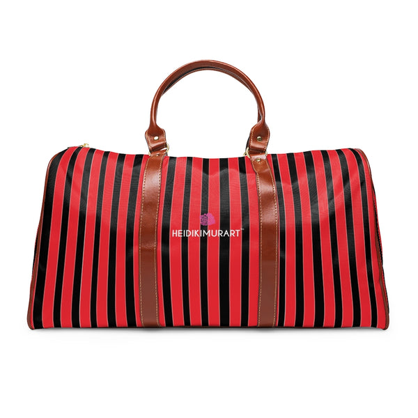 Red Striped Waterproof Travel Bag