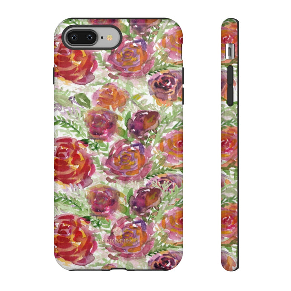 Pink Rose Floral Phone Case, Flower Print Tough Designer Phone Case -Made in USA-Phone Case-Printify-iPhone 8 Plus-Glossy-Heidi Kimura Art LLC