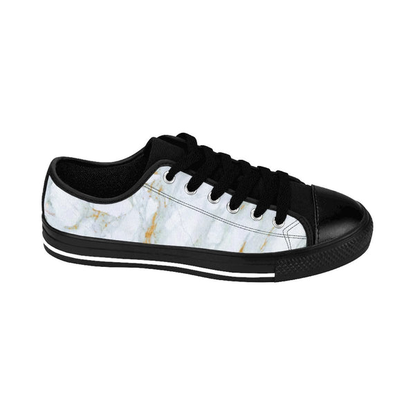 White Marble Men's Sneakers, Modern White Gold Accent Marble Modern Print Men's Low Top Nylon Canvas Sneakers Fashion Running Tennis Shoes (US Size: 7-14) Modern White Gold Accent Marble Print Men's Designer Low Top Sneakers Tennis Shoes-Men's Low Top Sneakers-Heidi Kimura Art LLC