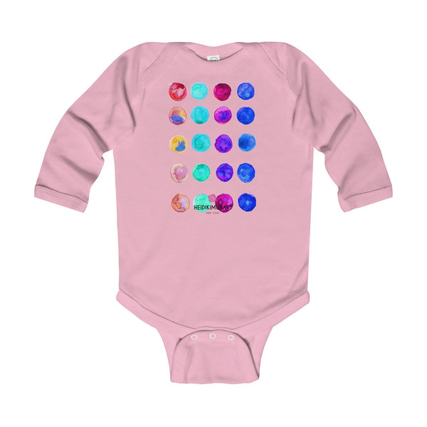 Polka Dots Printed Cute Super Soft Cotton Infant Long Sleeve Bodysuit - Made in UK-Kids clothes-Pink-12M-Heidi Kimura Art LLC