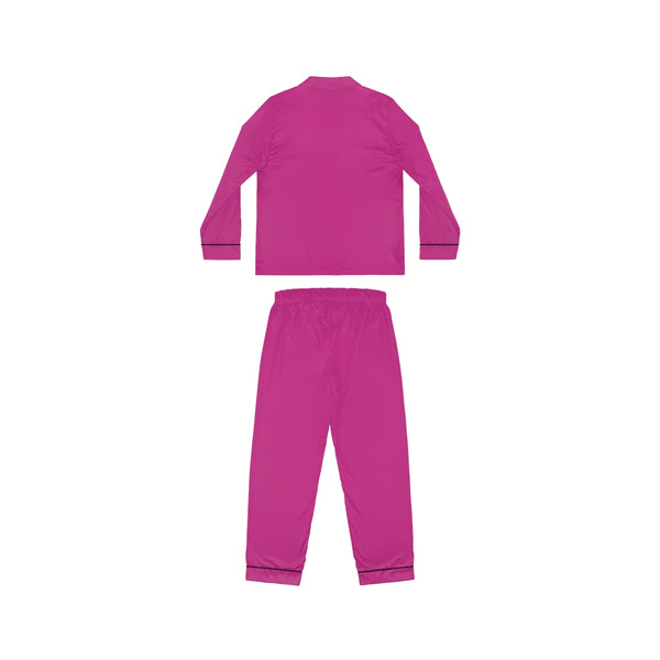Hot Pink Women's Satin Pajamas, Luxury Premium Solid Color Loungewear For Women