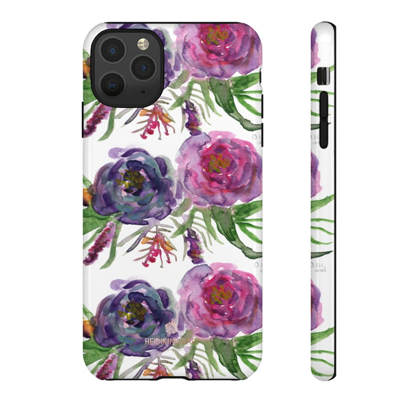 Pink Floral Print Phone Case, Roses Tough Designer Phone Case -Made in USA-Phone Case-Printify-iPhone 11 Pro Max-Glossy-Heidi Kimura Art LLC