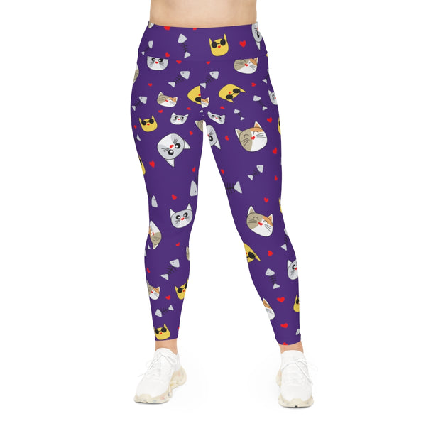 Purple Cat Lover's Tights, Best Women's Plus Size Leggings