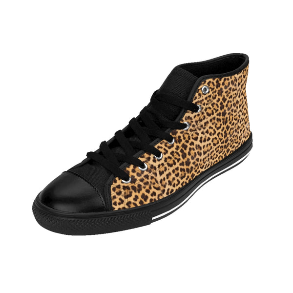 Brown Leopard Men's Tennis Shoes, Animal Print Designer Best High-top Sneakers For Men-Shoes-Printify-Heidi Kimura Art LLC