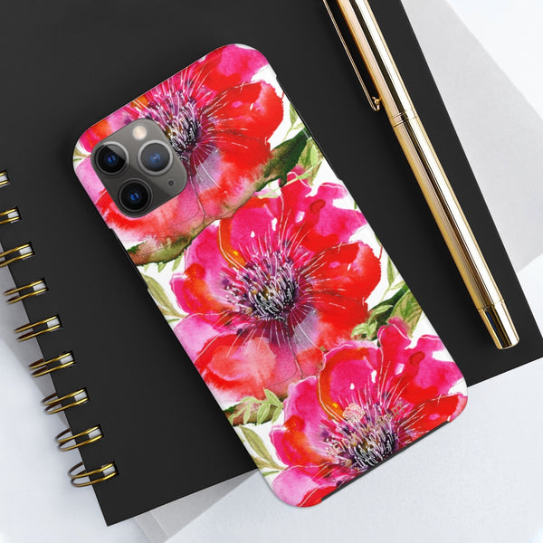 Bright Red Hibiscus Phone Case, Flower Floral Case Mate Tough Phone Cases-Made in USA - Heidikimurart Limited 