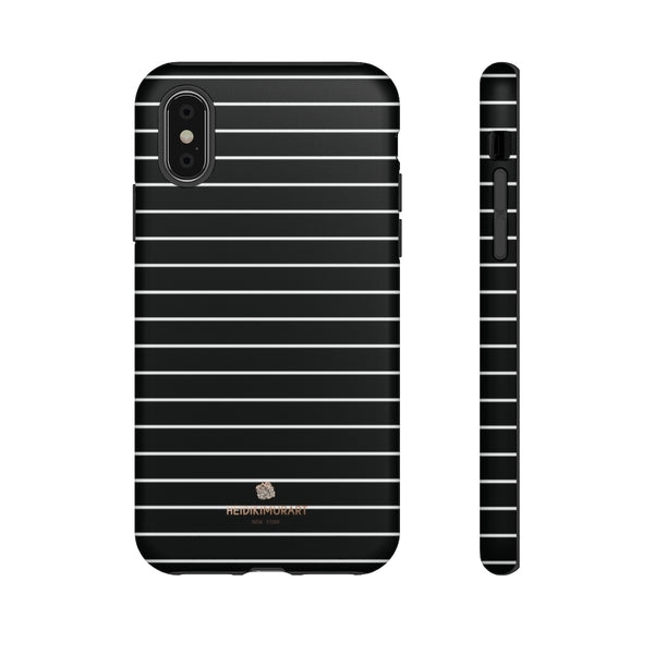 Black White Striped Tough Cases, Designer Phone Case-Made in USA-Phone Case-Printify-iPhone X-Matte-Heidi Kimura Art LLC