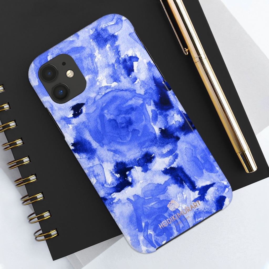 Blue Rose Phone Case, Floral Print Flower Case Mate Tough Phone Cases-Made in USA - Heidikimurart Limited 